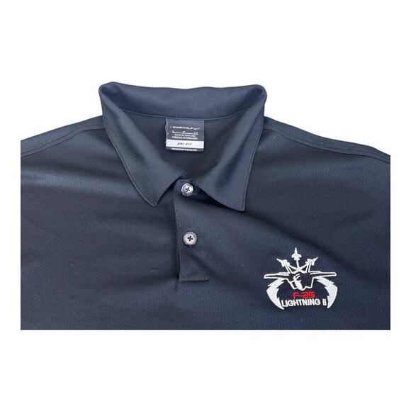 Nike Golf Dri Fit Lightning II F-35 Black Short Sleeve Polo Shirt Mens Small - Picture 12 of 13